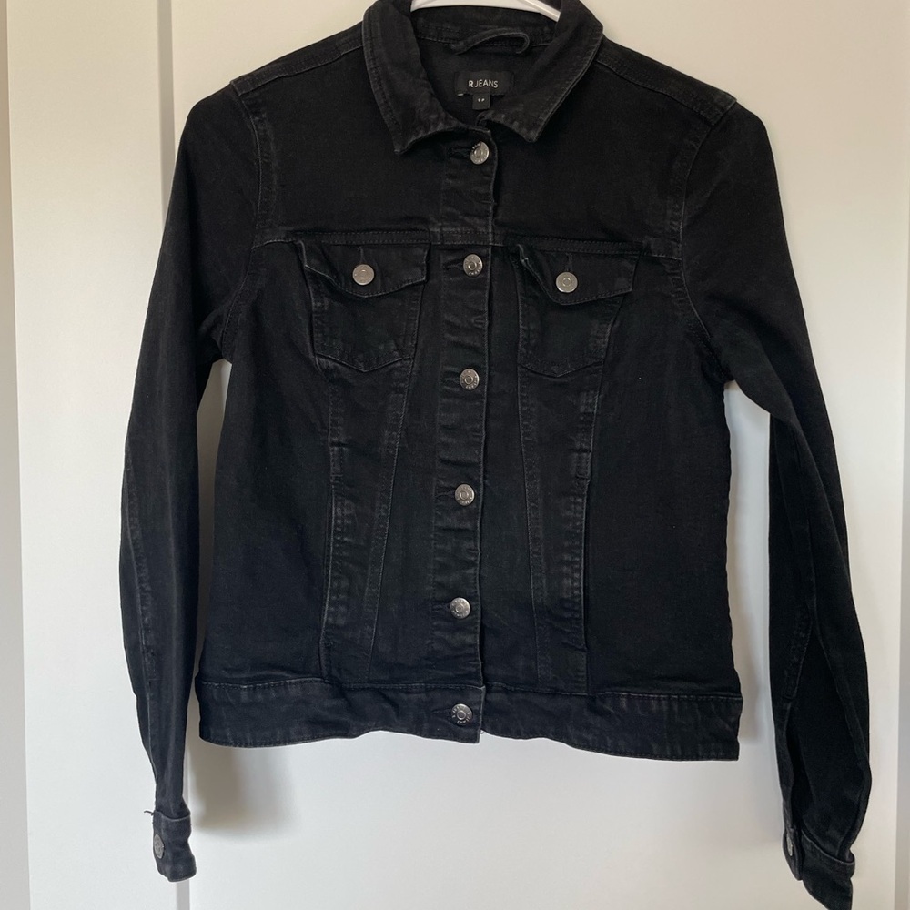 R Jeans Black Denim Jacket – Classic Fit, Size S.P
